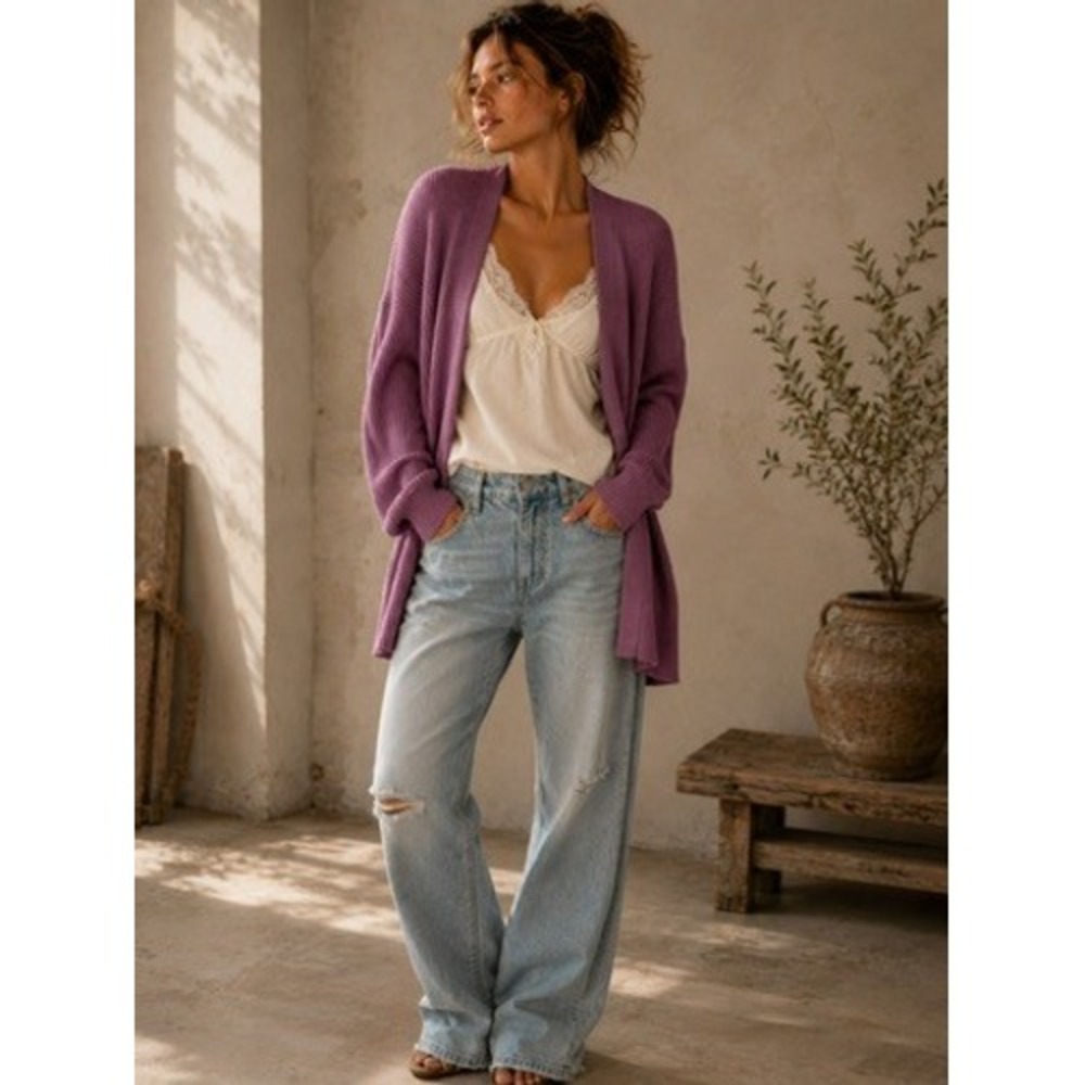 Lululemon Settle Within Cardigan Wisteria Purple LW3EGYS XL/XXL Cashmere Blend
